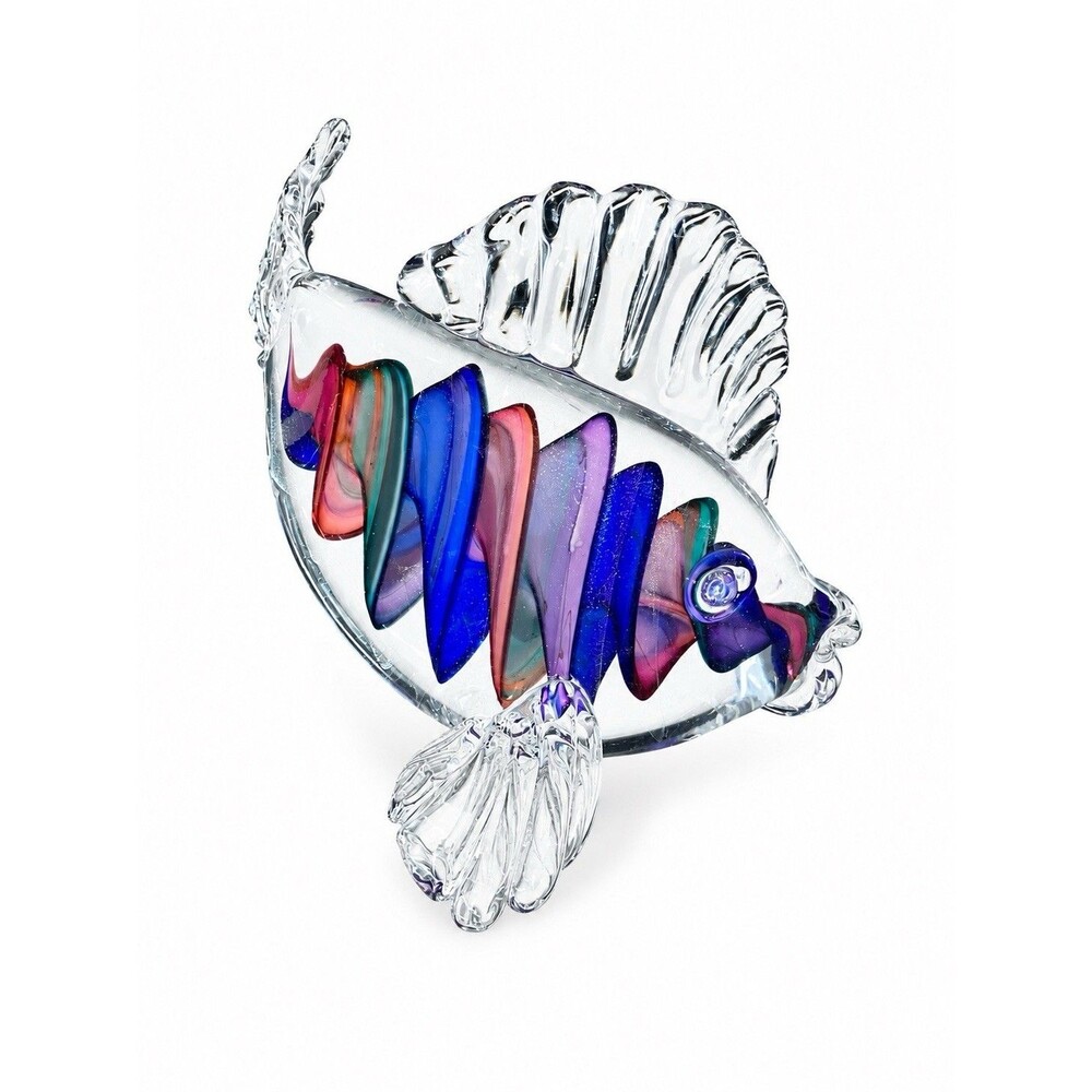 Bruce Freund Signed Art Glass Fish Sculpture Multicolor Hand Blown Glass 8.5” - Picture 3 of 4